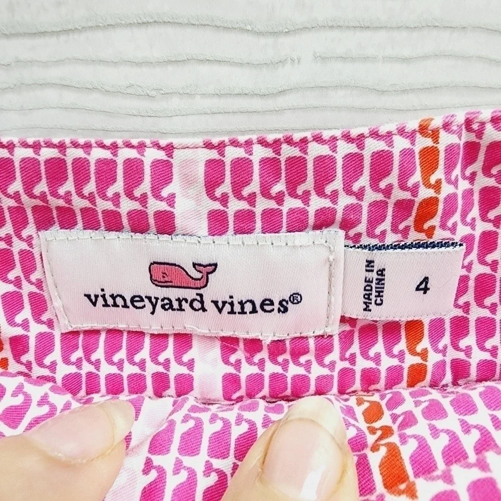 Vineyard Vines Womens Pink Whale‎ Print Mini Skirt Size 4 Preppy Cotton Blend